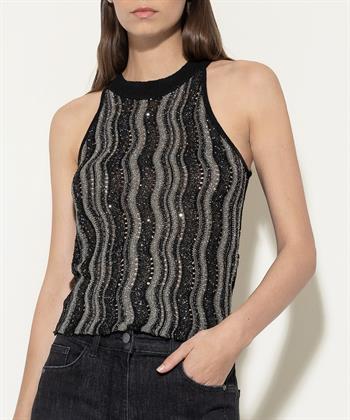 Luisa Cerano gebreide haltertop lurex
