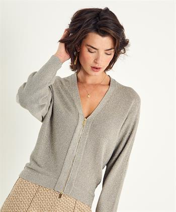 Luisa Cerano kort vest met rits lurex