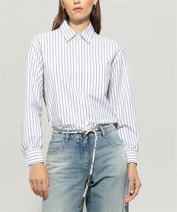Luisa Cerano poplin blouse strepen zijbies
