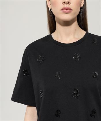 Luisa Cerano shirt pailletten bloemen