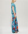 Luisa Cerano straight broek hibiscus bloem