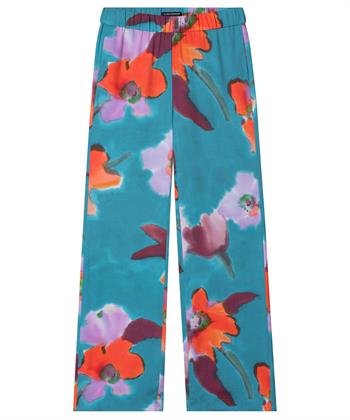 Luisa Cerano straight broek hibiscus bloem