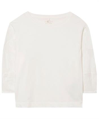 Luisa Cerano top met mouw geweefde bloemen