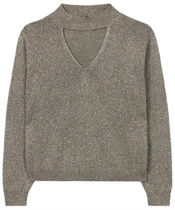 Luisa Cerano trui lurex met cut-out hals