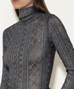 Luisa Cerano turtleneck truitje kant folie print