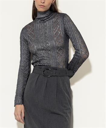 Luisa Cerano turtleneck truitje kant folie print