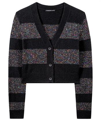Luisa Cerano vest blokstreep lurex paillet