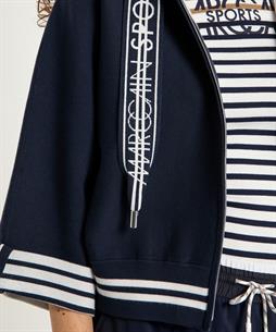 Marc Cain capuchon vest streepdetails