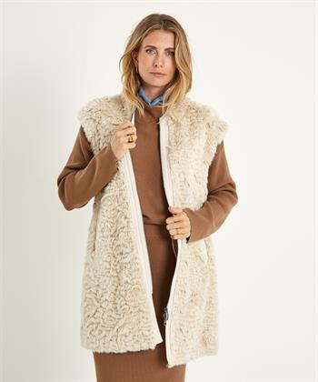 Marc Cain fun fur mouwloos vest met rits