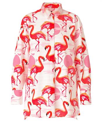 Marc Cain lange cotton voile blouse flamingo