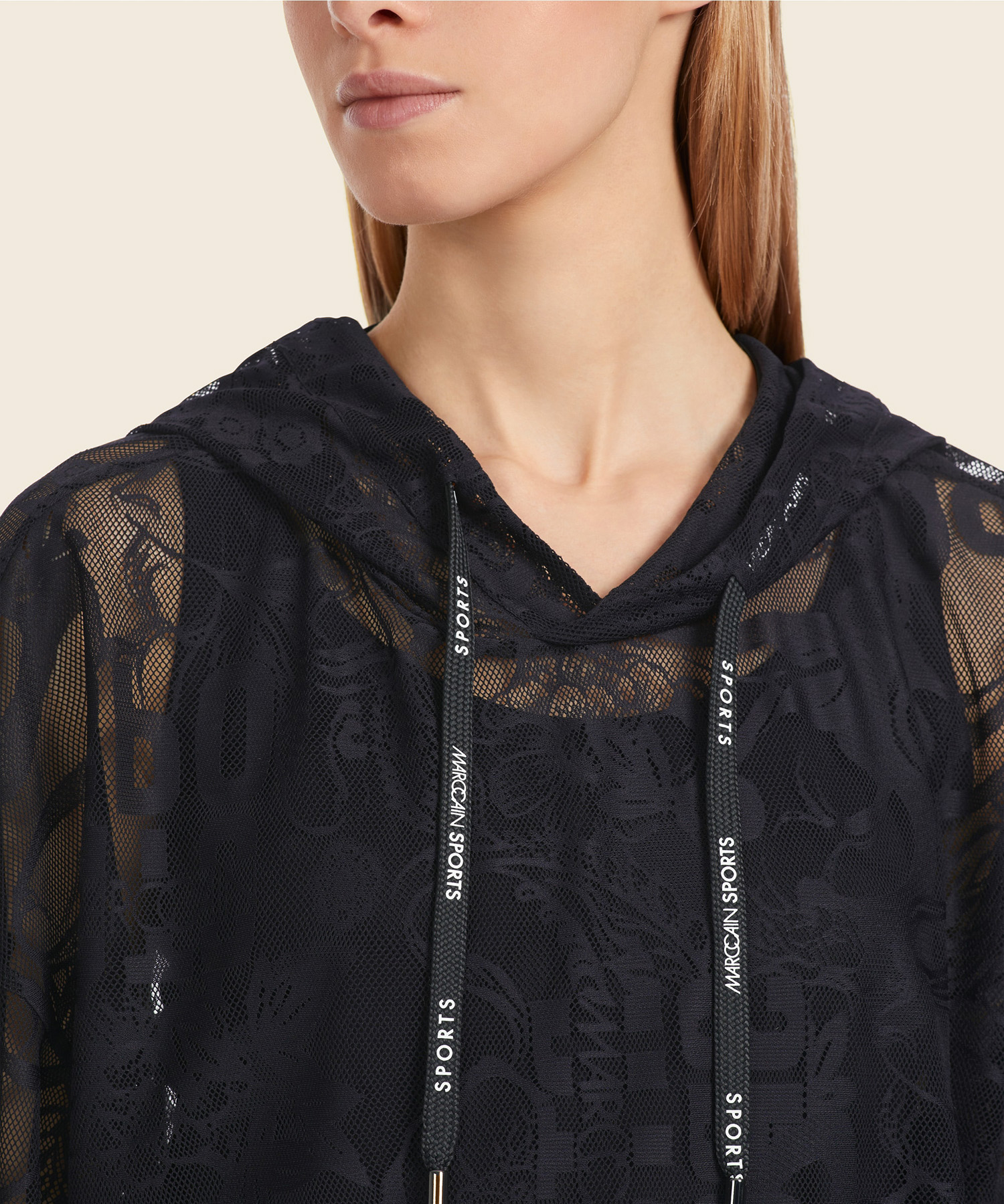 Marc Cain Sports kanten shirt met capuchon BeOne