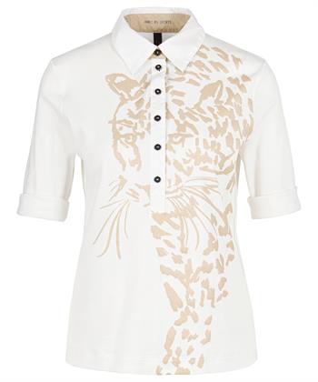 Marc Cain Sports poloshirt ribjersey panterprint