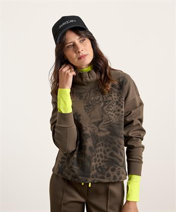 Marc Cain sweater opstaande kraag panter
