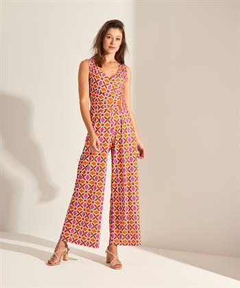 Marivie slinky jumpsuit retro print