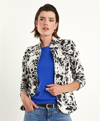 ML Collections structuur blazer flowers zwart wit