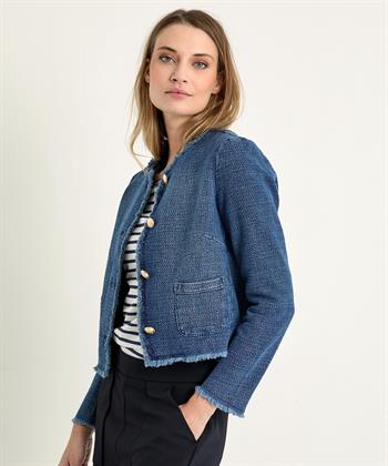OUI denim vestjasje lurex met knoopjes