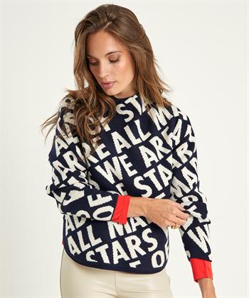 OUI jacquard trui letterprint