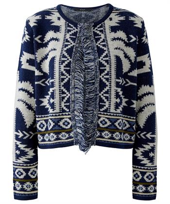 OUI jacquard vest print franjes