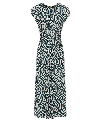 OUI jurk travelstof twotone knoopdetail