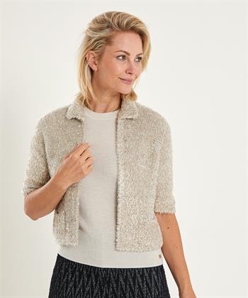 OUI kort furry vestje lurex
