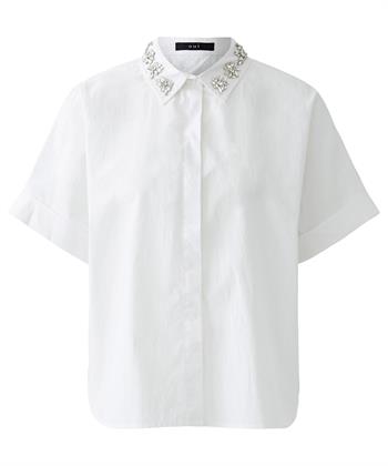 OUI poplin blouse strass kraag