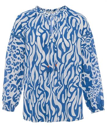 OUI poplin blouse two-tone kwastjes