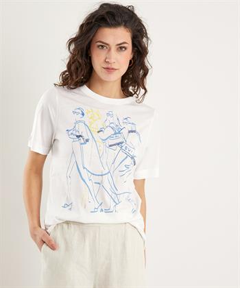 OUI T-shirt fashionprint kraaltjes blauw