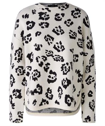 OUI trui ronde hals panter jacquard