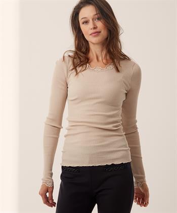 Rosemunde top ronde hals met kant rib