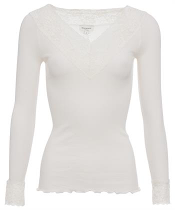 Rosemunde top V-hals met kant rib