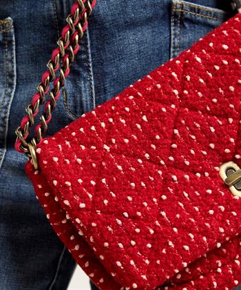 SCHOUDERTAS VELVET KETTINGBAND 26X16 CM