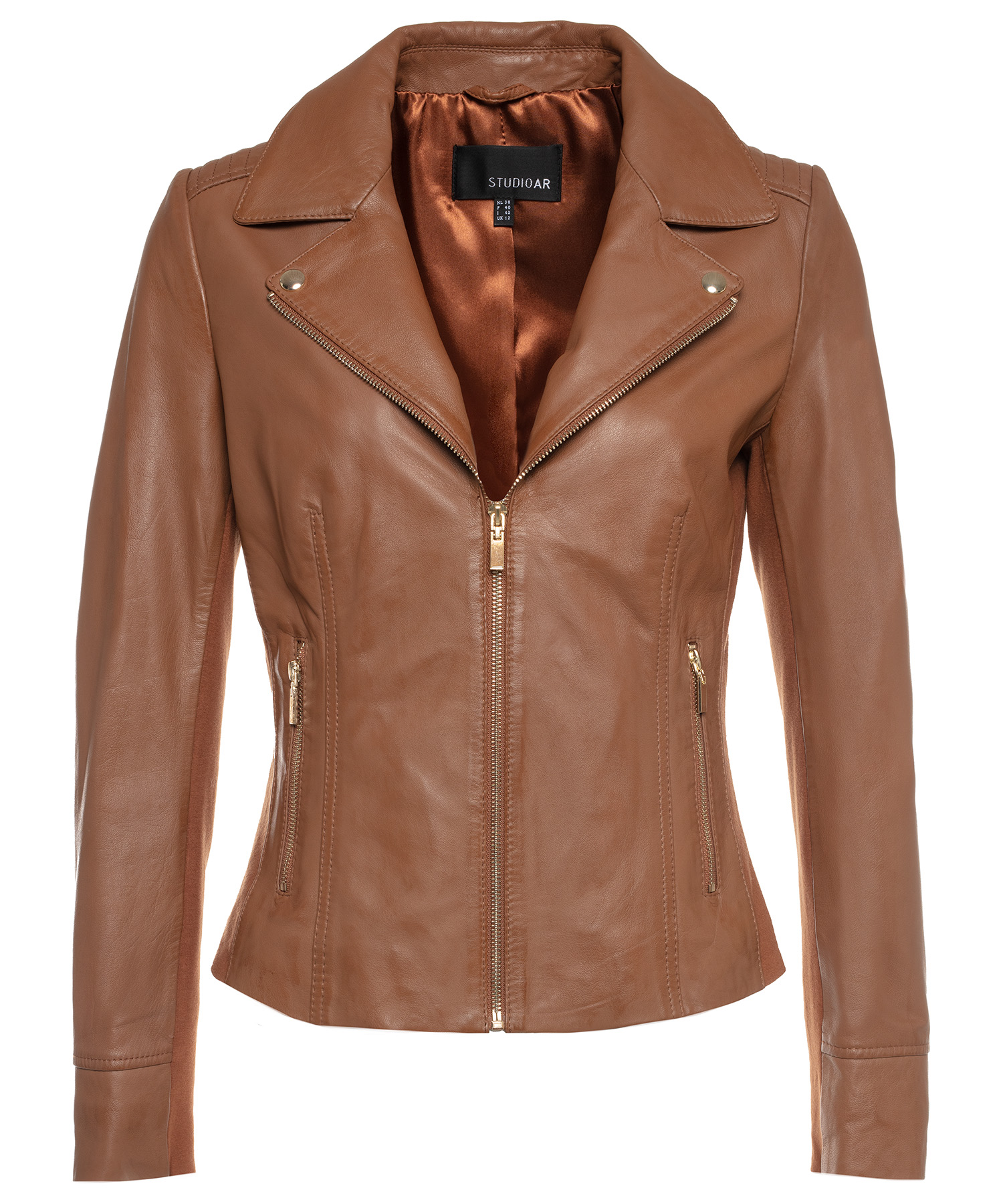 blazer met leren mouwen