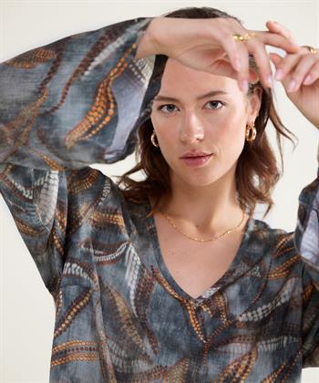 Summum blouse bladprint trompetmouw