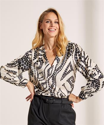 Summum blouse met pofmouw en stippen