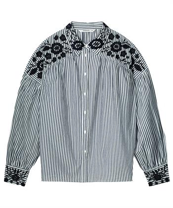 Summum blouse strepen bloemen borduursel