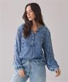 Summum denim look blouse strepen pailletten