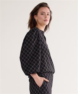 Summum geruite top lurex pofmouw
