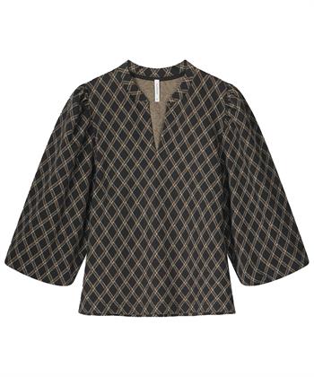 Summum geruite top lurex pofmouw