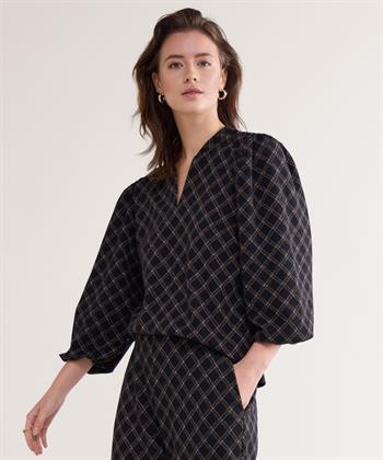 Summum geruite top lurex pofmouw