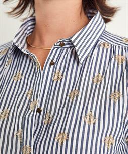 Summum gestreepte blouse met geborduurde bloemen