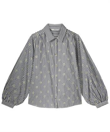Summum gestreepte blouse met geborduurde bloemen