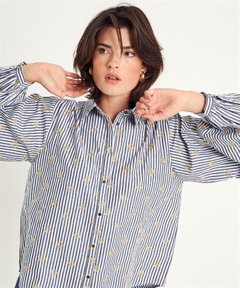Summum gestreepte blouse met geborduurde bloemen