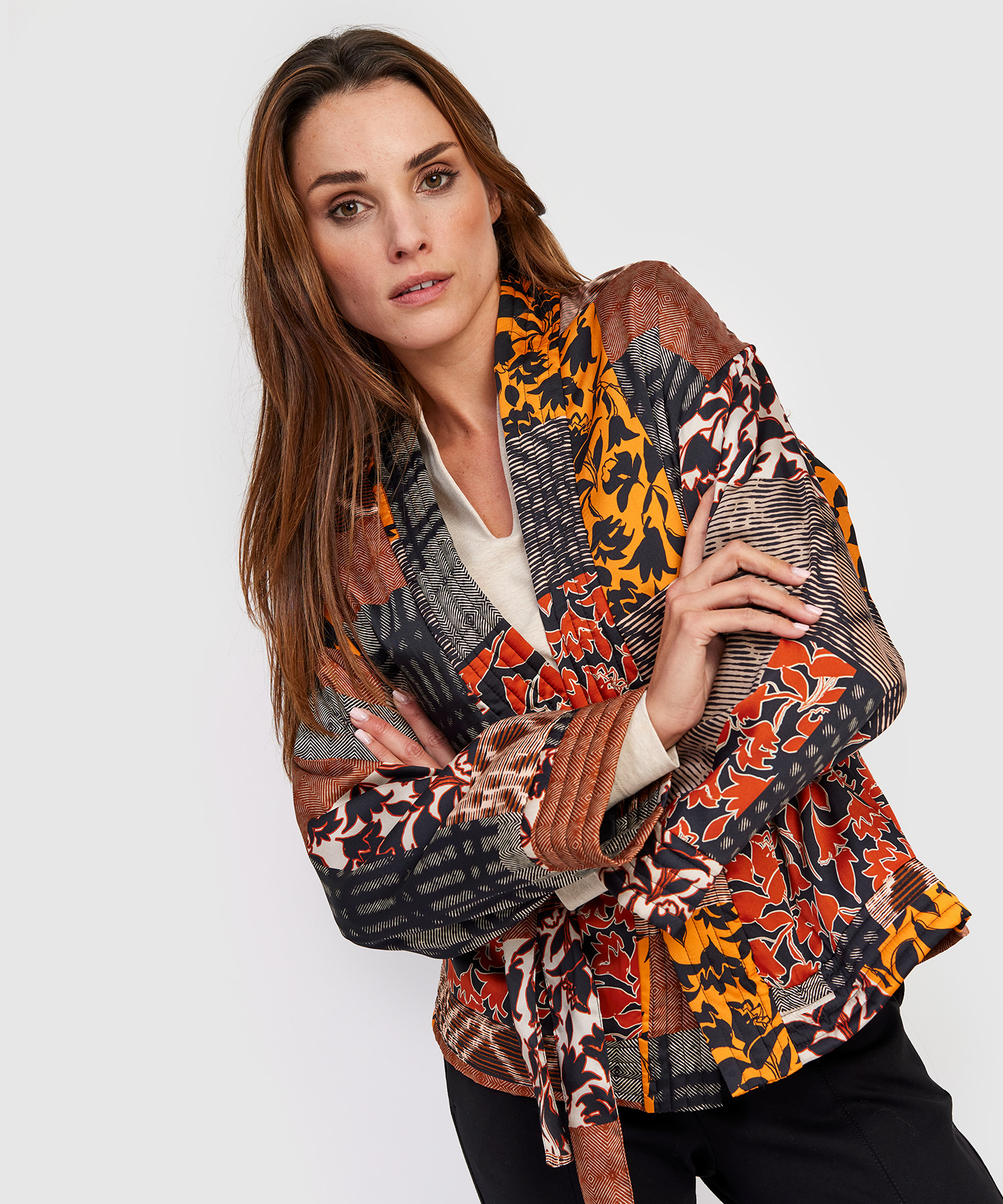 canvas Silicium staan Summum kimono jasje patchwork | BeOne