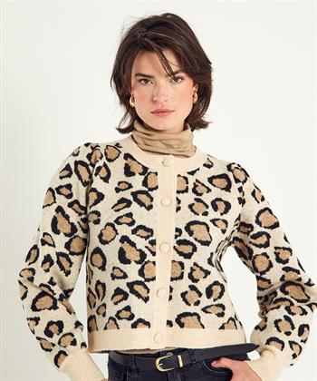 Summum kort vest met pofmouwen panterprint