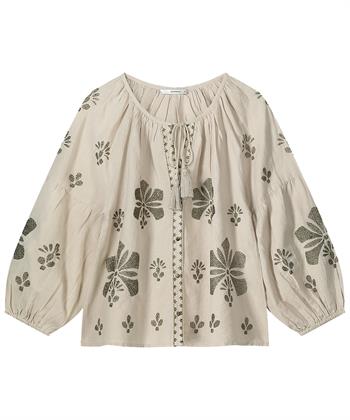 Summum linnenmix blouse borduur
