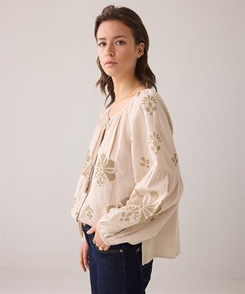 Summum linnenmix blouse borduur