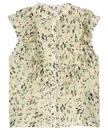 Summum mouwloze blouse green spot print