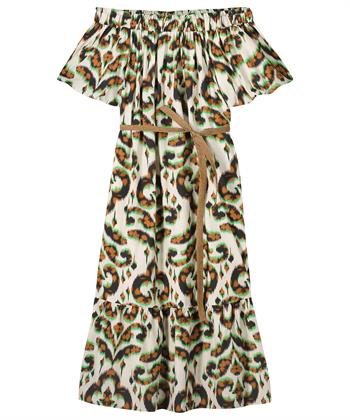 Summum off-shoulder jurk ornament print