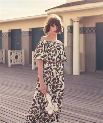 Summum off-shoulder jurk ornament print