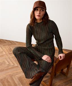 Summum plissé top turtle neck lurex strepen